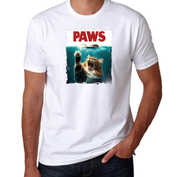 Camiseta Unissex Gato parodia tubarao - Imagem 3