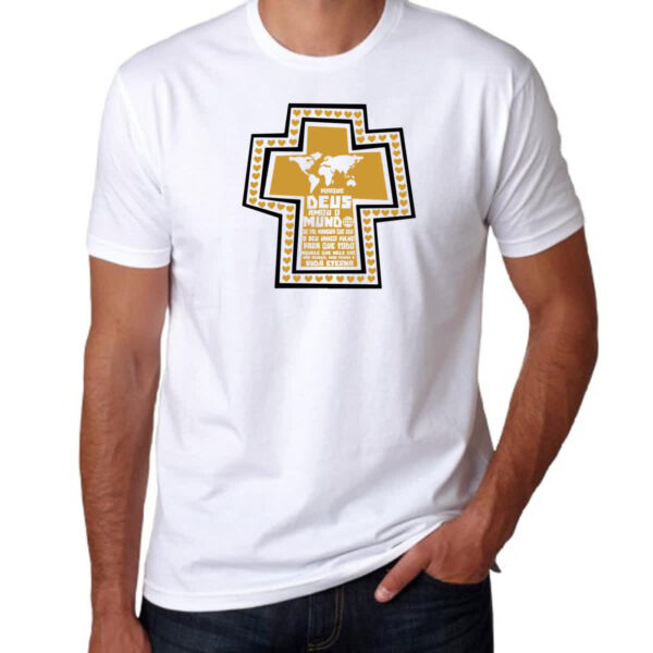 Camiseta Unissex Gospel Joao 3.16  cruz dourada - Imagem 3