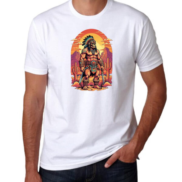 Camiseta Unissex Guerreiro Skull Indio Americano - Imagem 3