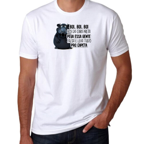 Camiseta Unissex Ironico Boi da cara preta pega gente falsa - Imagem 3