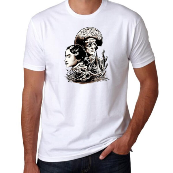 Camiseta Unissex Lampiao e Maria Bonita Desenho Grafite - Imagem 3
