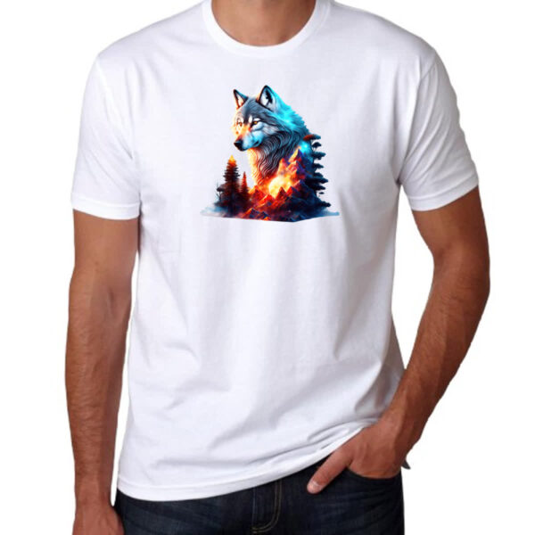Camiseta Unissex Lobo brilhante terreno rochoso - Imagem 3