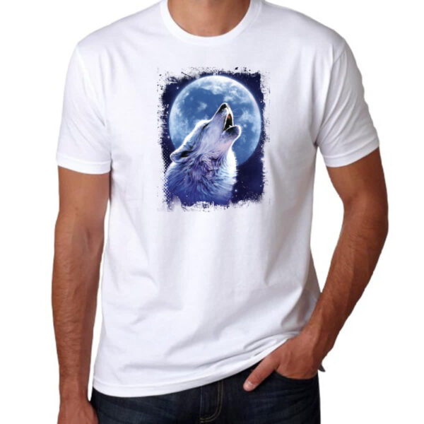Camiseta Unissex Lobo uivando ao luar - Imagem 3