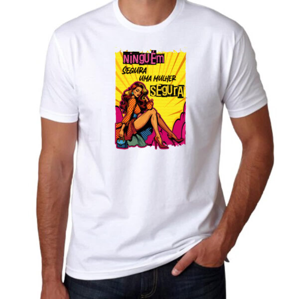 Camiseta Unissex Mulher segura - Imagem 3
