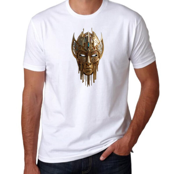 Camiseta Unissex Mascara dourada de guerra - Imagem 3