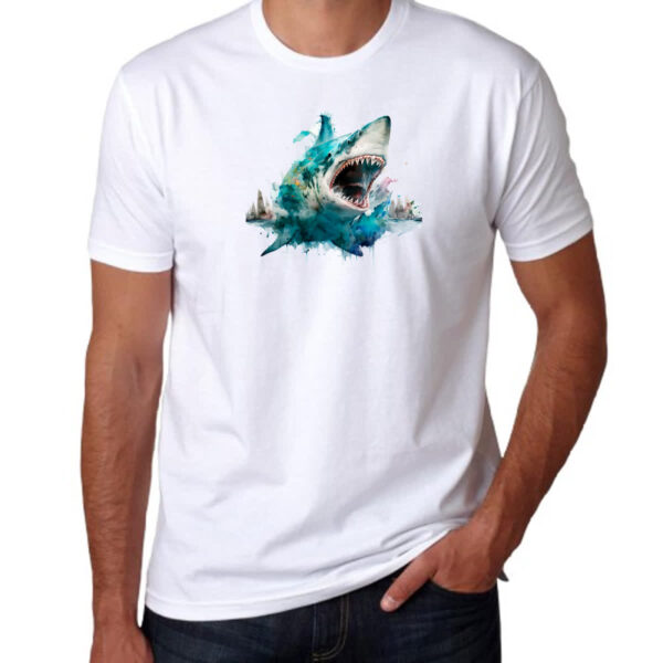 Camiseta Unissex Megalodonte aquarela 3 - Imagem 3