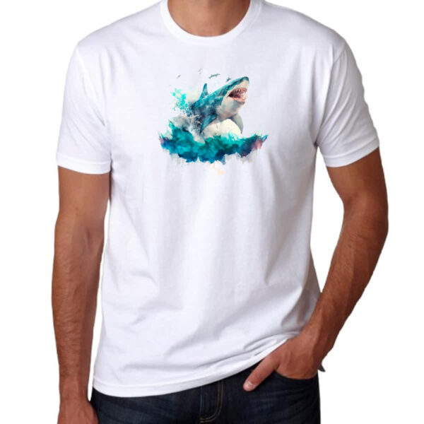 Camiseta Unissex Megalodonte aquarela 4 - Imagem 3