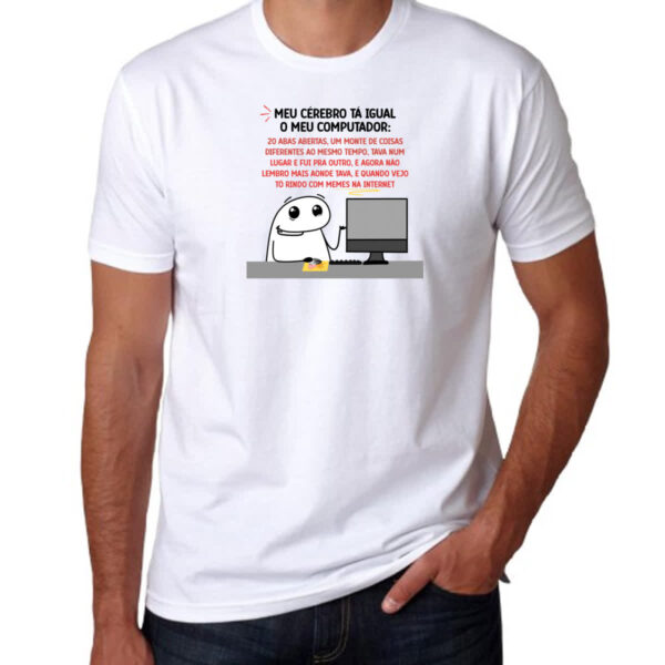 Camiseta Unissex Meu cerebro igual ao computador - Imagem 3