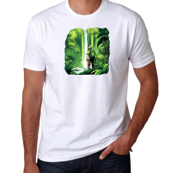 Camiseta Unissex Mochileiro aventureiro natureza cachoeira - Imagem 3