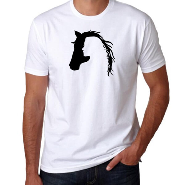 Camiseta Unissex Mulher e cavalo silhueta - Imagem 3