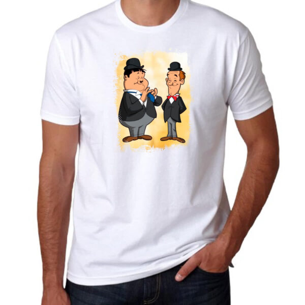 Camiseta Unissex Nostalgia O Gordo e o Magro Cartoon - Imagem 3