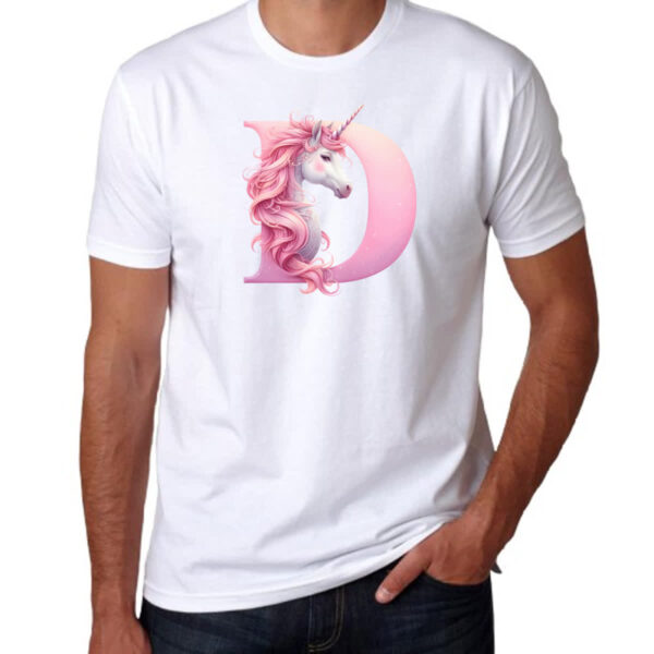 Camiseta Unissex Unicornio Alfabeto Letra D - Imagem 3