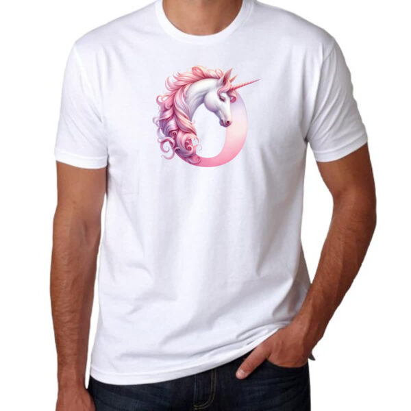 Camiseta Unissex Unicornio Alfabeto Letra O - Imagem 3