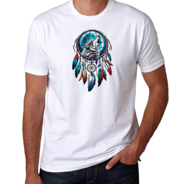 Camiseta Unissex Apanhador de sonhos lobo uivando - Image 3