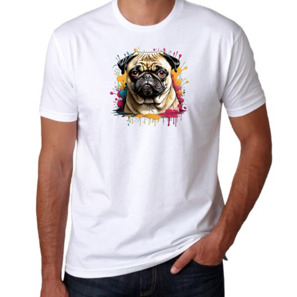Camiseta Unissex Pug Watercolor Splash Art - Imagem 3
