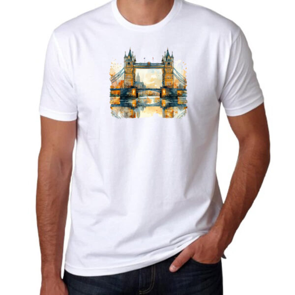 Camiseta Unissex Ponte de Londres watercolor - Imagem 3