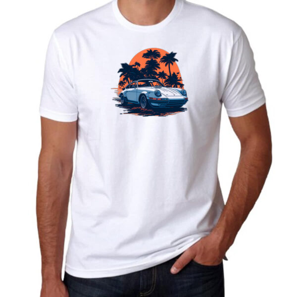 Camiseta Unissex Porsche Branco Sunset - Imagem 3