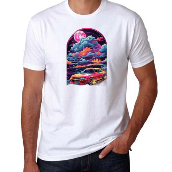 Camiseta Unissex Racing Car Neon Art vibrant - Imagem 3