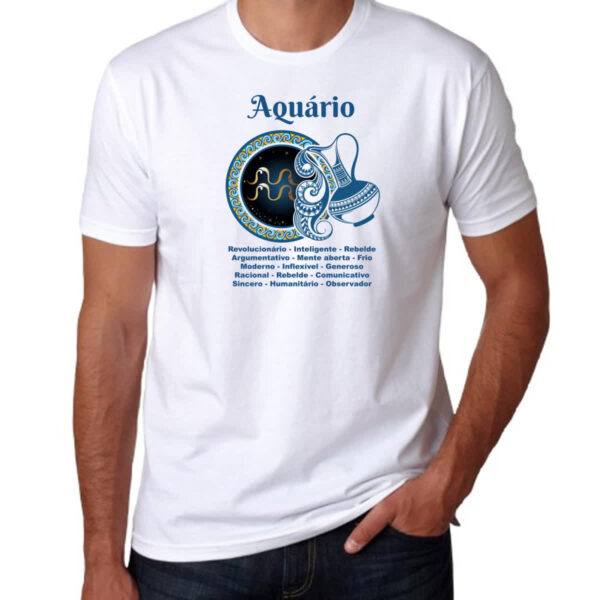 Camiseta Unissex Signo de Aquario adjetivos - Imagem 3