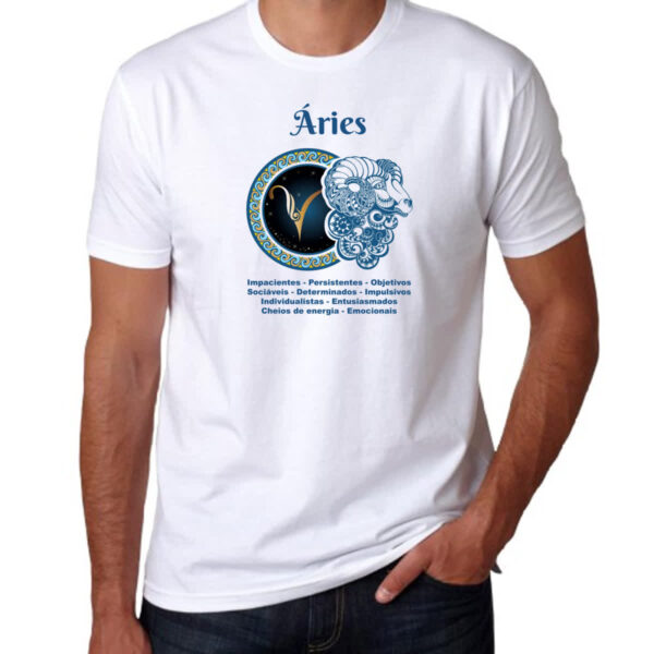 Camiseta Unissex Signo de Aries adjetivos - Imagem 3