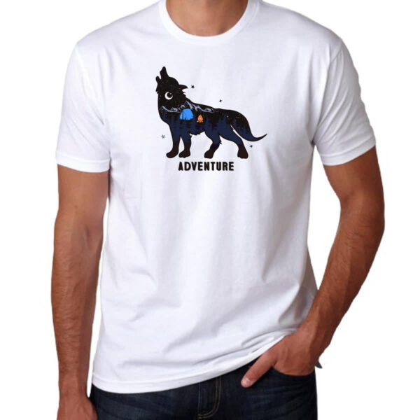 Camiseta Unissex Aventura camping silhueta lobo - Imagem 3