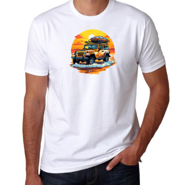 Camiseta Unissex Aventura jeep praia sunset - Imagem 3