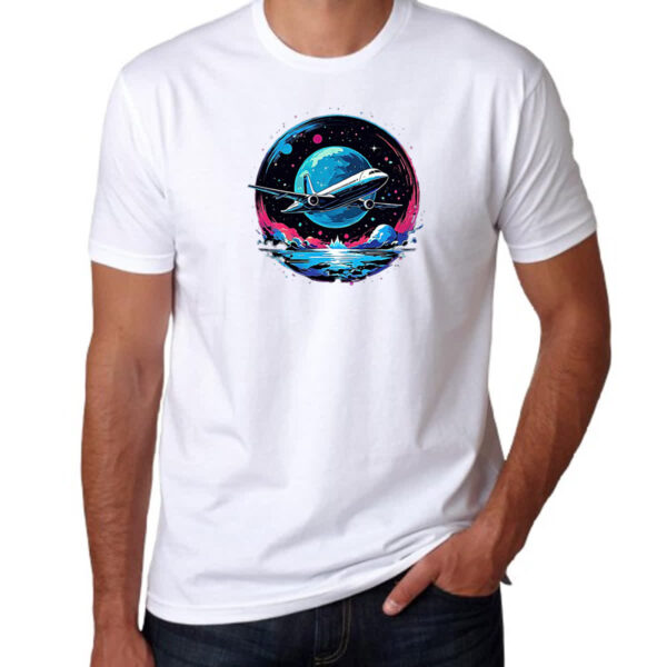 Camiseta Unissex Aviao viagem night art - Imagem 3