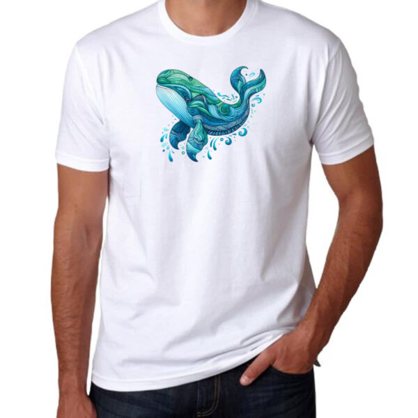 Camiseta Unissex Baleia estilo tribal watercolor - Imagem 3