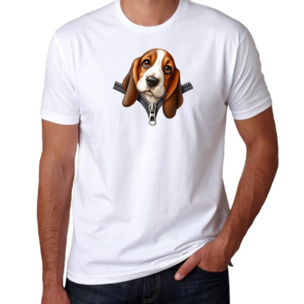 Camiseta Unissex Basset Hound no Ziper - Imagem 3