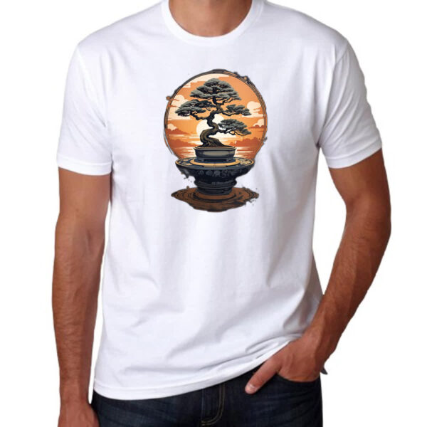 Camiseta Unissex Bonsai magico Japao sunset - Imagem 3