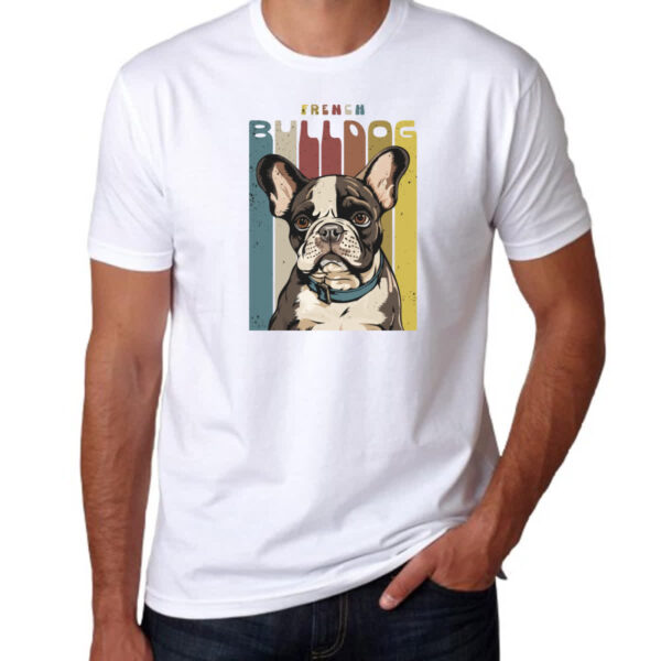 Camiseta Unissex Buldogue Frances retro vintage - Imagem 3