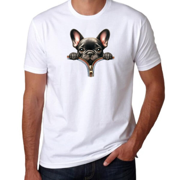 Camiseta Unissex Bulldog Frances no Ziper - Imagem 3