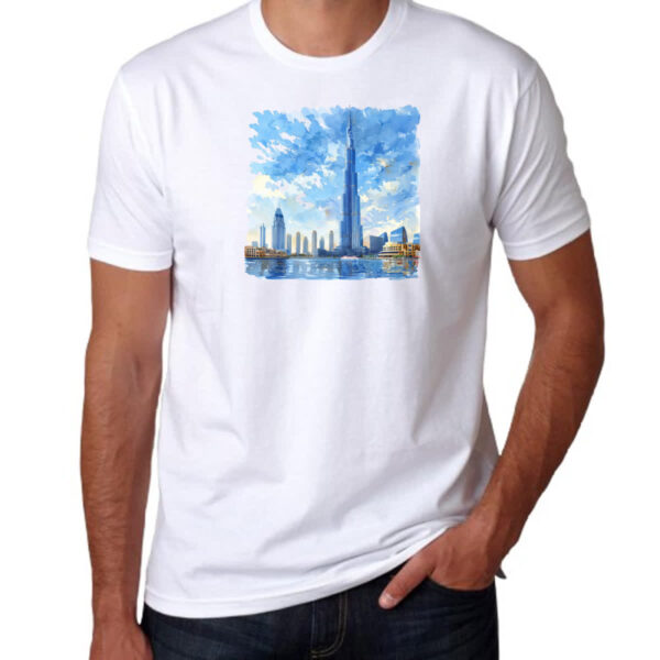 Camiseta Unissex Burj Khalifa watercolor - Imagem 3