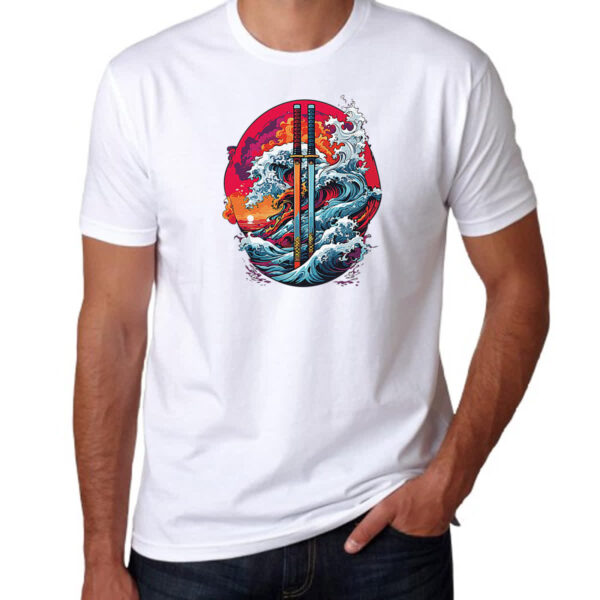 Camiseta Unissex Katana grandes ondas - Imagem 3