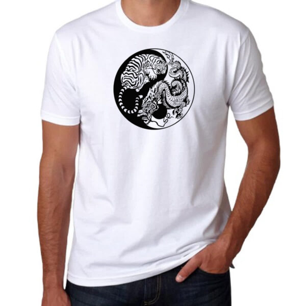 Camiseta Unissex Yin e Yang Dragao e Tigre - Imagem 3