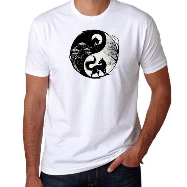 Camiseta Unissex Yin e Yang Raposas - Imagem 3