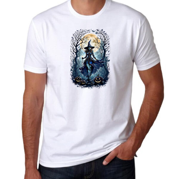 Camiseta Unissex Halloween Bruxa Noite Lua Cheia - Imagem 3