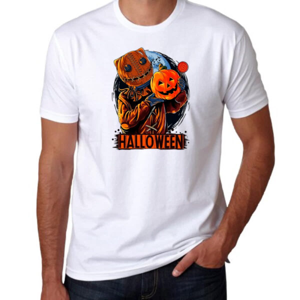 Camiseta Unissex Halloween Espantalho doces ou travessuras - Imagem 3