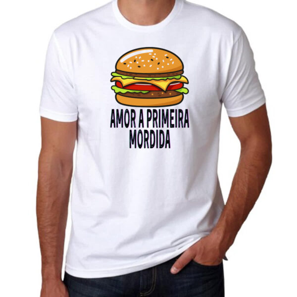 Camiseta Unissex Hamburguer amor a primeira mordida - Imagem 3
