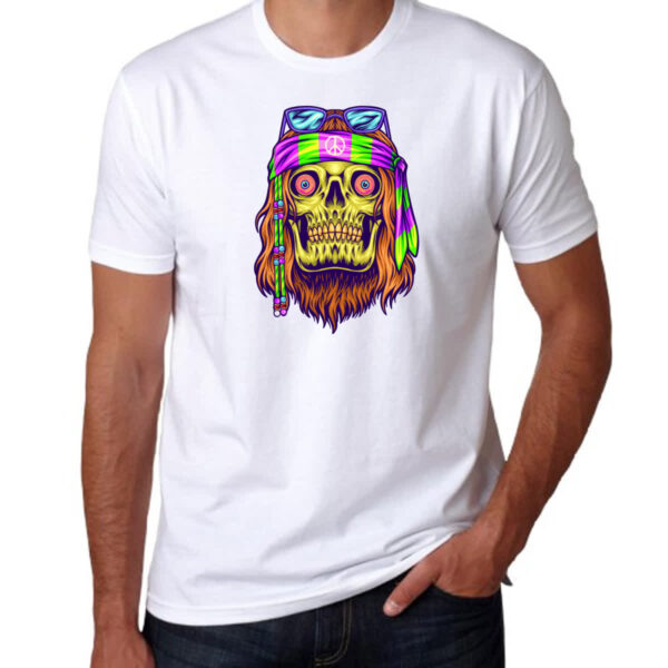 Camiseta Unissex Caveira Hippie - Imagem 3