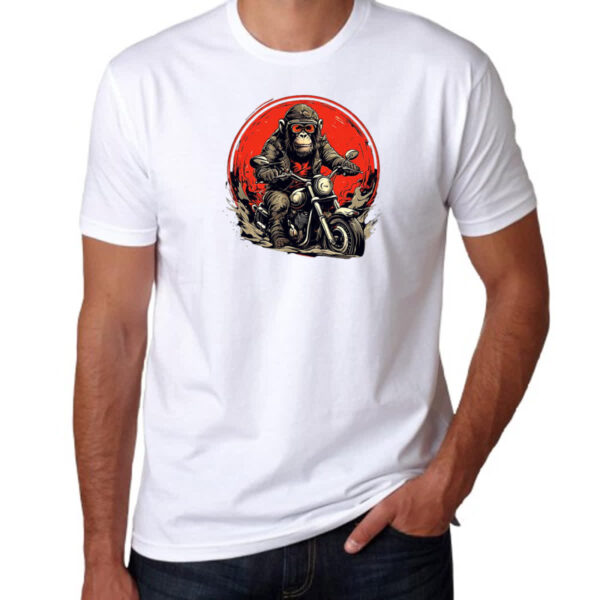 Camiseta Unissex Chimpanze motoqueiro radical - Imagem 3