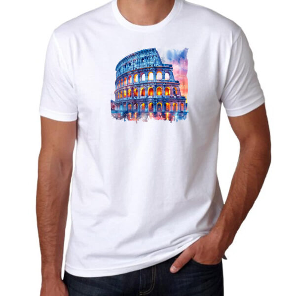 Camiseta Unissex Coliseu watercolor - Imagem 3