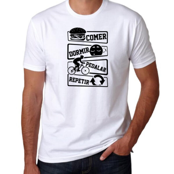 Camiseta Unissex Comer Dormir Pedalar Repetir - Imagem 3