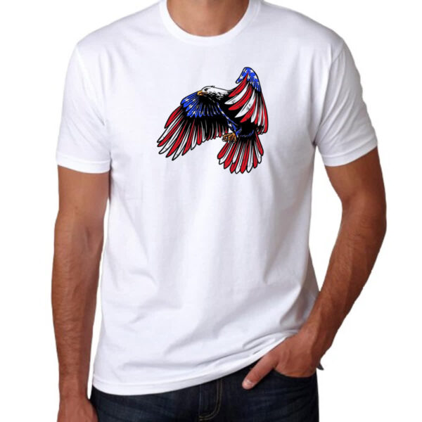 Camiseta Unissex Aguia penas bandeira EUA - Imagem 3