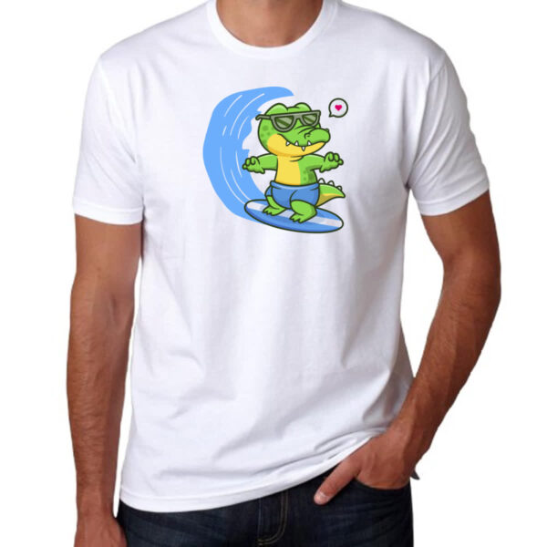 Camiseta Unissex Crocodilo surfista radical - Imagem 3