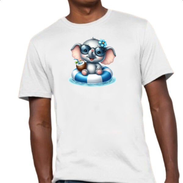 Camiseta Unissex Elefante na boia - Imagem 4