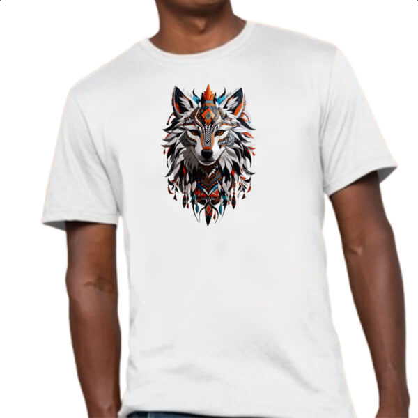 Camiseta Unissex Espirito lobo tribal - Imagem 4