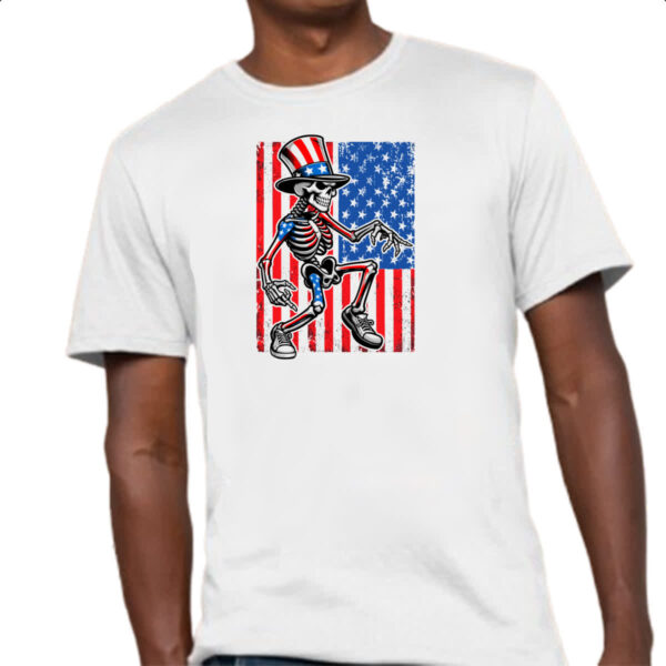 Camiseta Unissex Esqueleto Estados Unidos Vintage - Imagem 4