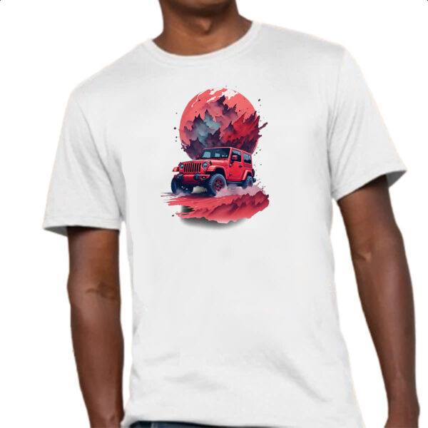 Camiseta Unissex Jeep Vermelho Sunset Art - Imagem 4