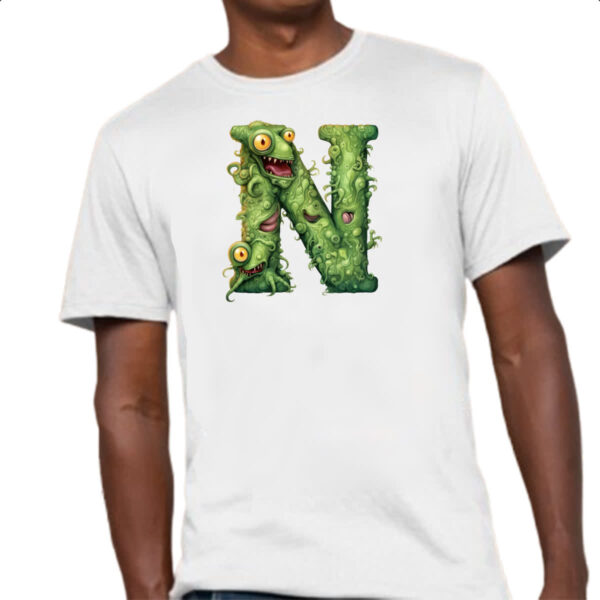 Camiseta Unissex Zumbi Alfabeto Letra N - Imagem 4